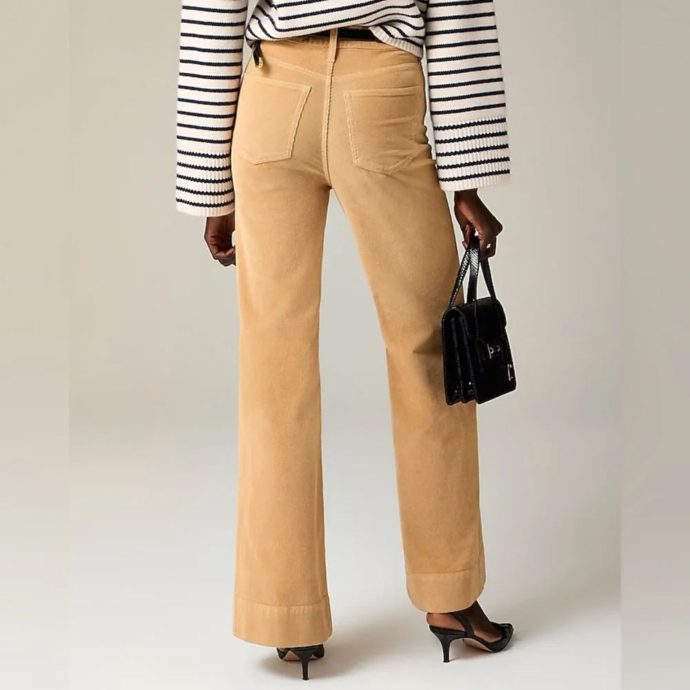 NEW J.Crew Wide Leg‎ Corduroy Trouser Sand Castle 34 Tan High-Rise Slim Fit